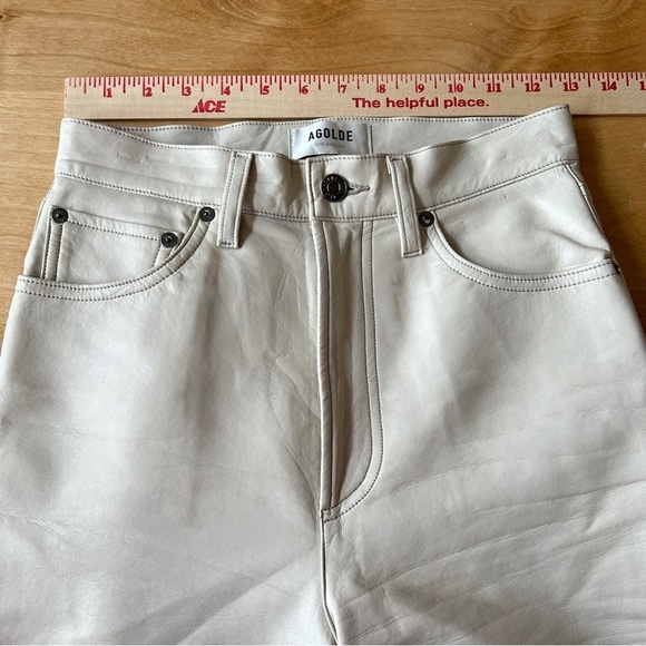 AGOLDE JEANS 24 RECYCLED LEATHER BLD POWDER IVORY STRAIGHT LEG CHIC PINCH WAIST - Picture 9 of 12